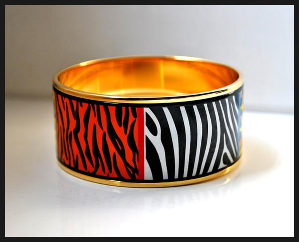 Wild Africa series 18K gold-plated enamel bangle bracelet for woman Top quality bracelets bangles width 30mm Fashion jewelry