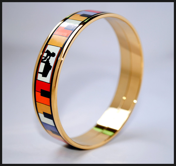 Playing Music Series 18K gold-plated enamel bangle bracelet for woman Top quality bracelets bangles width 15mm Fashion jewelry