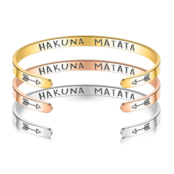 Titanium Steel HAKUNA MATATA Bracelet Rose Gold Silver Gold letter bracelets Inspirational Bangles couple designer jewelry 2020 hot sale