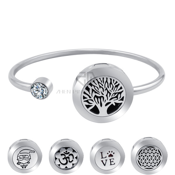 20mm With Magnet Can Wiggle Up and Down Aroma Locket Stainless Steel Bangle Essential Oils Diffuser Locket Bracelet (Dropship)