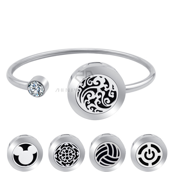 20mm Cloud Magnetic Can Wiggle Up and Down Aroma Locket Stainless Steel Bangle Essential Oils Diffuser Locket Bracelet (Dropship)