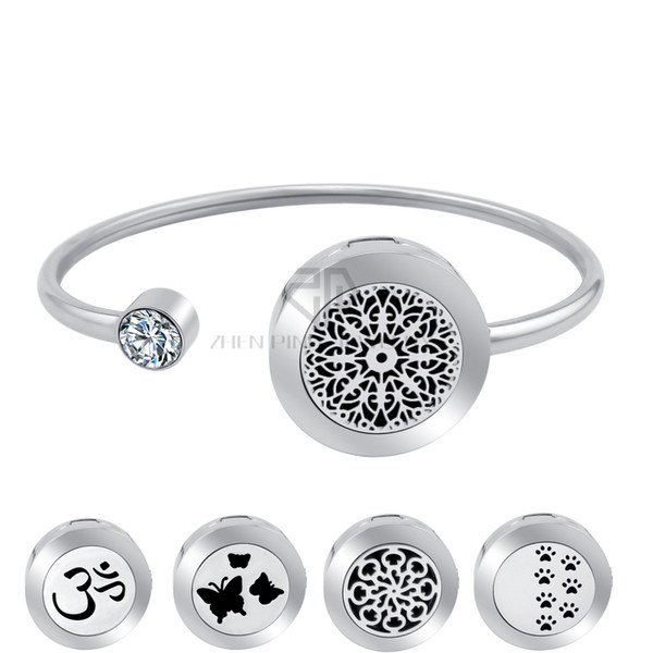 20mm Snow Magnetic Can Wiggle Up and Down Aroma Locket Stainless Steel Bangle Essential Oils Diffuser Locket Bracelet (Dropship)