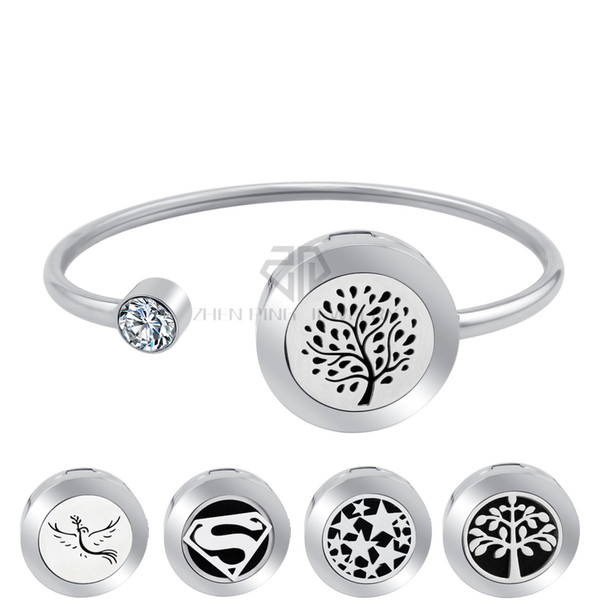 20mm Tree Magnetic Can Wiggle Up and Down Aroma Locket Stainless Steel Bangle Essential Oils Diffuser Locket Bracelet (Dropship)