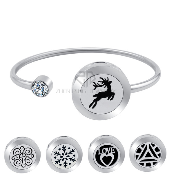 20mm Deer Magnetic Can Wiggle Up and Down Aroma Locket Stainless Steel Bangle Essential Oils Diffuser Locket Bracelet (Dropship)