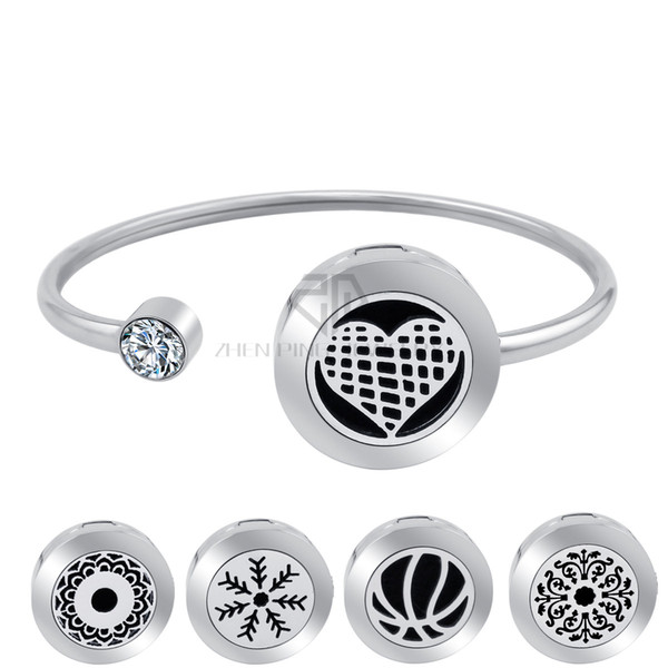 20mm Love Heart Magnetic Can Wiggle Up and Down Aroma Locket Stainless Steel Bangle Essential Oils Diffuser Locket Bracelet (Dropship)