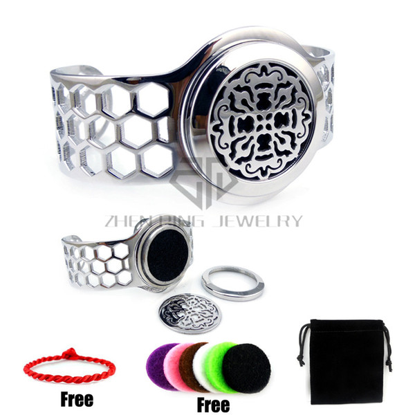 Honeycomb Design (25-30mm) DIY Screw Diffuser Locket Bangle Aromatherapy / Essential Oils DIY Diffuser Locket Bracelet Free Pads