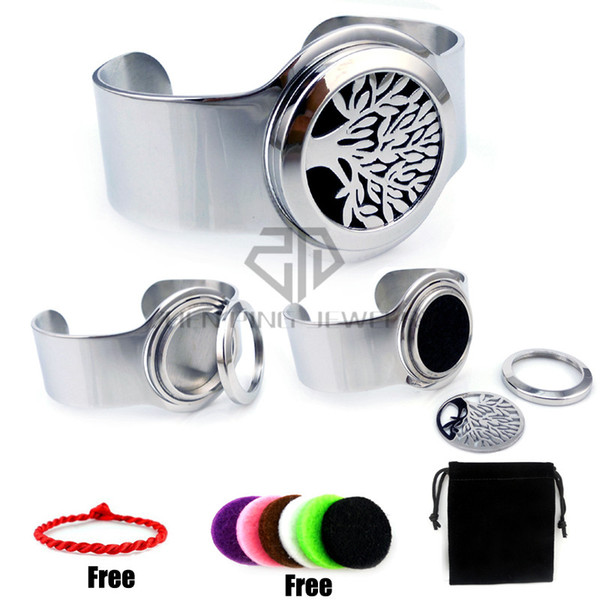 Fashion Silver (25-30mm) DIY Screw Diffuser Locket Bangle Aromatherapy / Essential Oils DIY Diffuser Locket Bracelet Free Pads