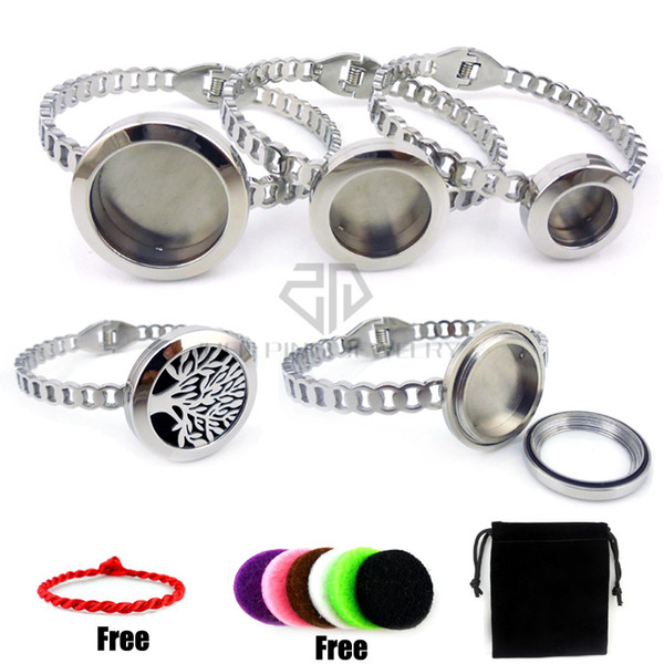 Round Silver (20-30mm) Screw Locket Bangle Aromatherapy Diffuser Essential Oils Stainless Steel DIY Diffuser Locket Bracelet Jewelry