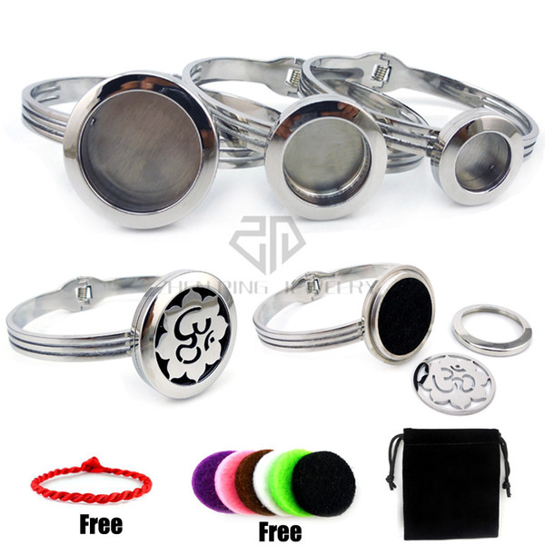 Round Silver (20-30mm) DIY Screw Diffuser Locket Bangle Aromatherapy / Essential Oils DIY Diffuser Locket Bracelet Free Pads