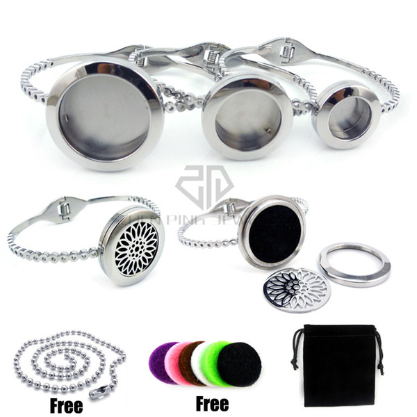 Round Silver (20-30mm) Screw 316L Stainless Steel Diffuser Locket Bangle Aromatherapy / Essential Oils DIY Diffuser Locket Bracelet Jewelry