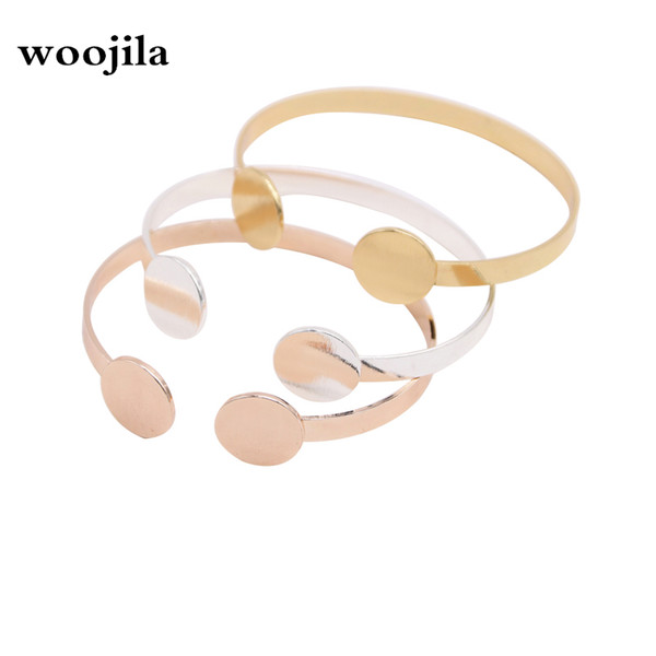 Fashion circle flat wide bangles High quality pure copper manual drawing bangles Round female creative bangles for women