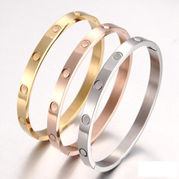 Stainless Steel Oval Bangle Bangles Buckle Eternity Love Charm Bracelet Couple Cuff Bracelets Men Jewelry Gift Brand Valentine's Fashion ne