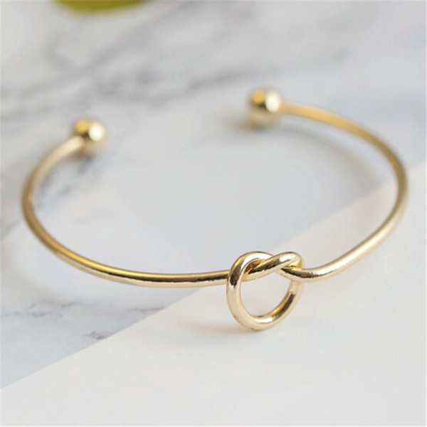 Metal Rose Gold Color Tie Knot Bracelet Bangles Simple Twist Cuff Open Bangles Jewelry Adjustable Bangle For Women Kids And Adults Jewelry