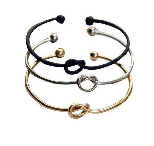 Vintage Gold Silver Gun Black Love Knot Expandable Open Wire Cuff Bracelet Bangles For Women Adults Kids Fashion Jewelry Accessories 10pcs