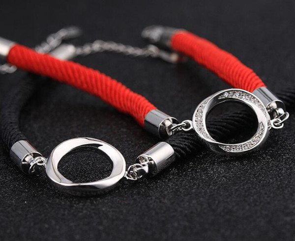 Red String Bracelet Rope Bangles Cube Micro Three Circle Zircon Love Charms Cuff Macrame Rope Bracelet For Men Classic Gift Jewelry NEW