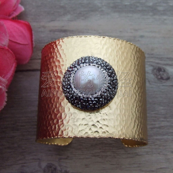 B101212 White Keshi Pearl Trimmed With Marcasite Bangle Bracelet