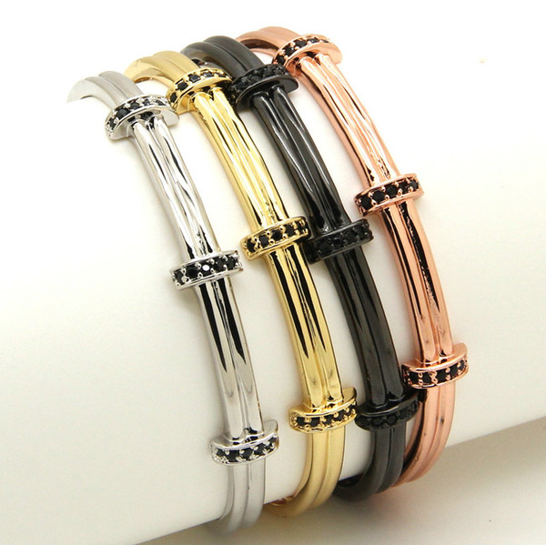 New Arrival Color Keeping Gold Silver Bracelets Open Cuff Cz Beads Bangle Bracelets Fashion Friendship Jewelry