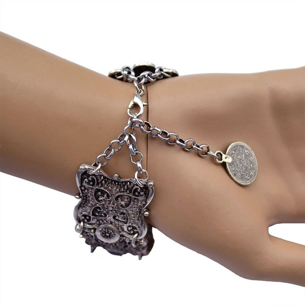 European New fashion style Turkish Gypsy Vintage Tibet Silver Plated Coin Adjustable Bracelet For Women Jewelry Design