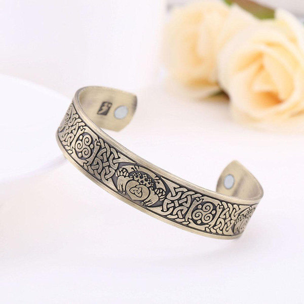 Magnetic Bracelet Health Care Love And Peace Vintage Man Cuff Bangle Wiccan Totem Pattern Wonder Therapy Indian Jewelry