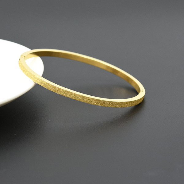 New arrival stainless steel Sand pressing 3 mm thin bangle bracelet for women gold jewelry accessiors dropshipping