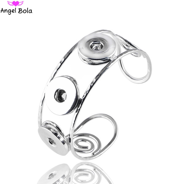 Hot sales18mm Interchangeable Snap Bracelet 3 Snaps Button Holders Charms Jewelry Ginger Bangles & Bracelet for Women AB-048