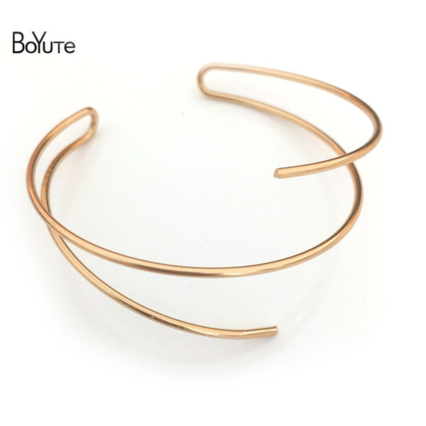 BoYuTe 10Pcs Metal Brass Bangle Line Gold Plated Simple Metal Bangles for Women Diy Jewelry Accessories