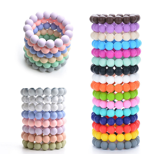 Kids Chew Bracelets Silicone Beads Bracelets Food Grade Silicone Teething Bead Chewlry Wristband Teether Toy Wholesale