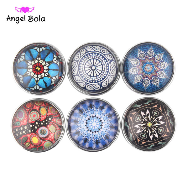 angel bola Snaps Button Jewelry Popular wholesale 50 pcs / more mixed style 20mm Glass Metal Snap Charm Fit Bracelet NOOSA Bulk