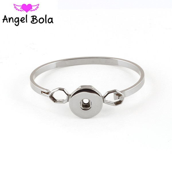 Angel bola Ginger Snap Bracelet Jewelry Fit 18mm Button 3 Plating Colors Women Trendy Snap Charms Buttons Bangles AB-047