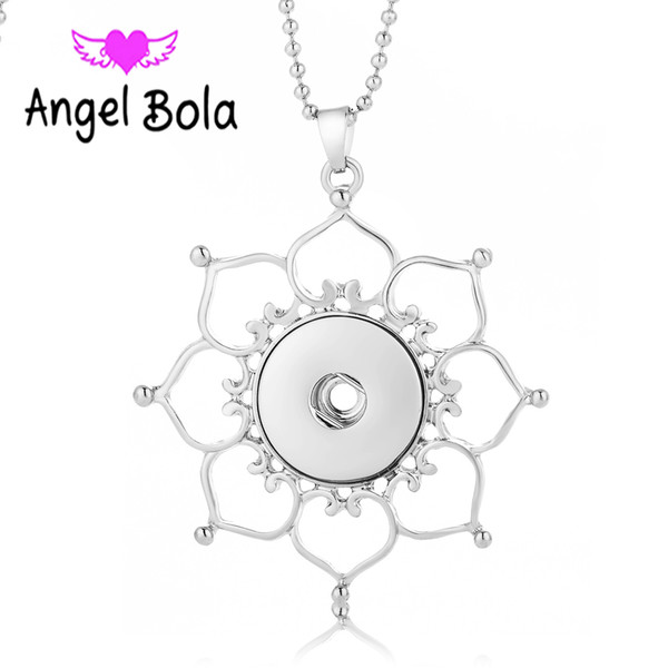 Wholesale-DIY Snap Jewelry 18mm Button Imitation Platinum Interchangeable Button Pendant Necklace