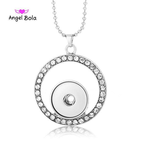 Wholesale Rhinestones snap button jewelry pendant Necklace Chunk button jewelry (fit 18mm snaps) Zinc alloy