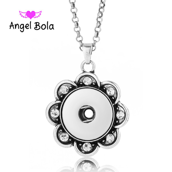 2018 New Fashion Beauty Pendant Crystal Snaps Necklace Fit Snap Buttons Jewlery Wholesale Women