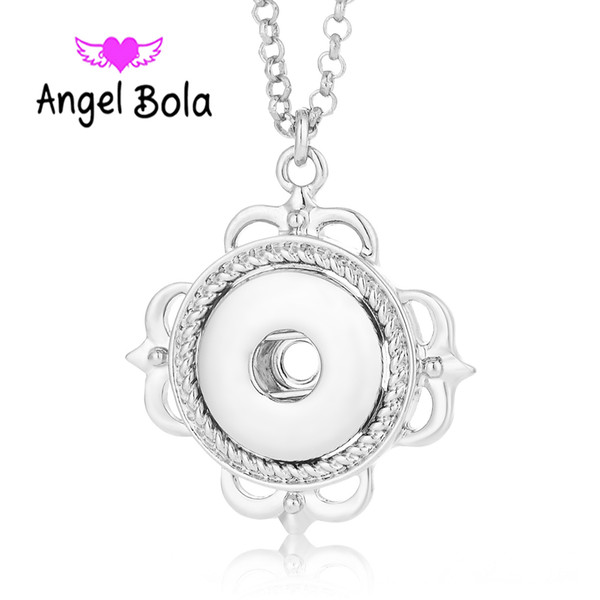 Wholesale Silver Plated Noosa Flowers Shape With 18MM Snap Button Necklace Interchangeable Pendant Jewelry Free Shipping