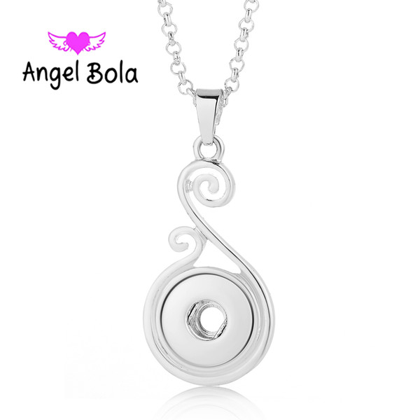 18mm snap button pendant necklaces multicolors swan shape with silver plated snake chain