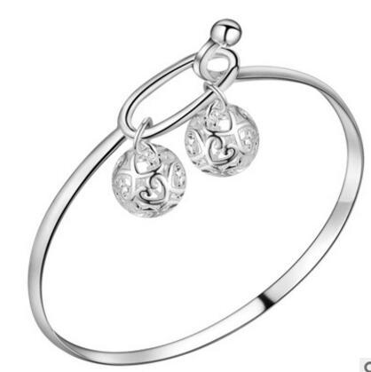 Luckyshine 6Pcs Unique Fire Two Balls 925 Sterling Silver Bangles Russia USA Bangles Bracelets