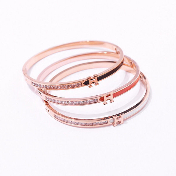 Fashion Design Diamond Bangles Brand Designer H Bracelets Luxury Womens Bracelets Girls Wedding Bracelets Party Gift