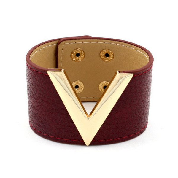 OL Design V PU Leather Bracelet for Trendy Women Fashion Jewelry