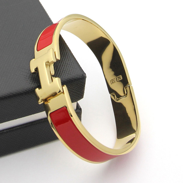 new arrival classic GOLD COLOR HB37 Jewelry H Letter Black Bangle For Women Men Gold plated Wristhand Belt Bangles free shipping