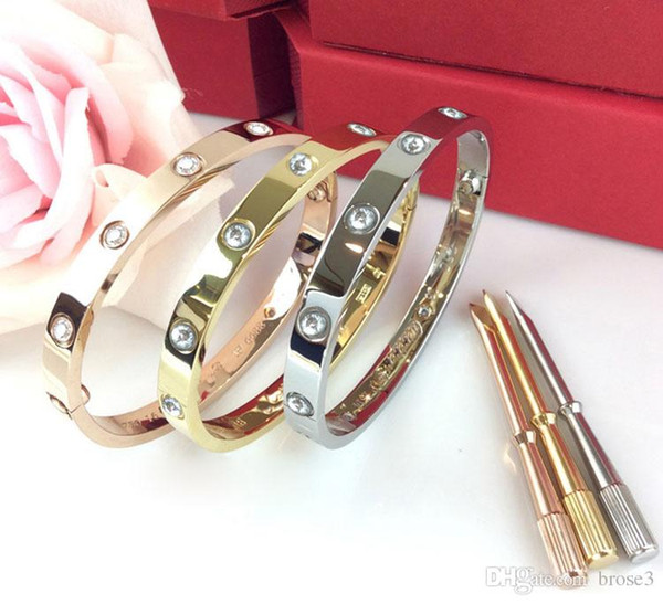 style silver rose 18k gold 316L stainless steel screw bangle bracelet with screwdriver without original box