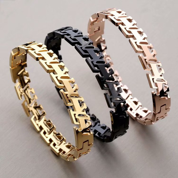 Designer luxury jewelry rose gold bracelet hollow sculpture printing the letters L and diamond bracelets for women and men with box