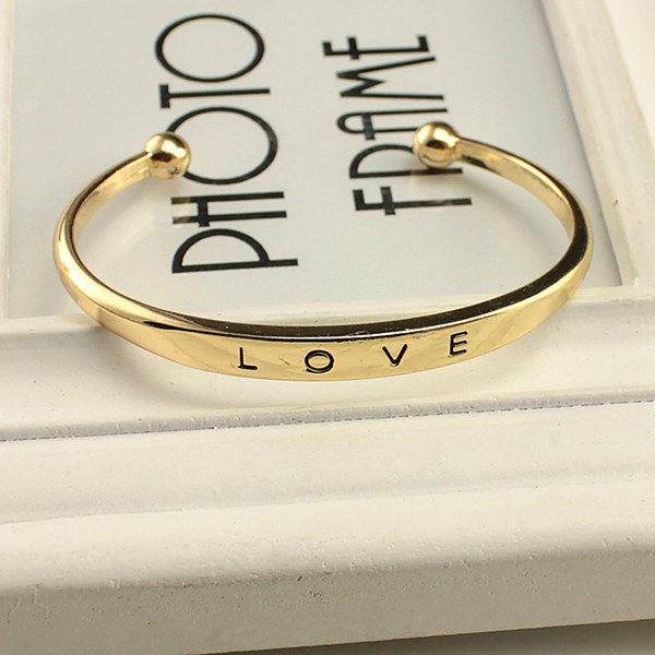 Fashion Alloy texture female minimalist love Bangles bracelets Gold Silver Rose Gold 3 colors Valentine's Day Gift