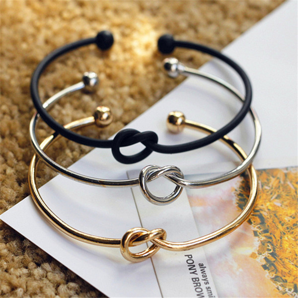 New Fashion Original Design Simple Copper Casting Knot Love Bracelet Open Cuff Bangle Gift For Women Gift charm bracelets Wedding Jewelry