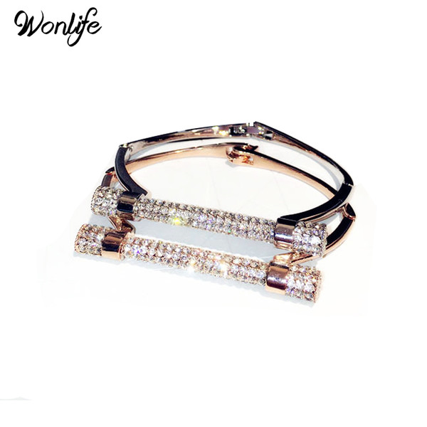 Luxury Crystal Horseshoe Cuff Bangle Brand Bangles Gold Silver Color Women Bijoux Rhinestone Arm Cuff Pulseira Feminina