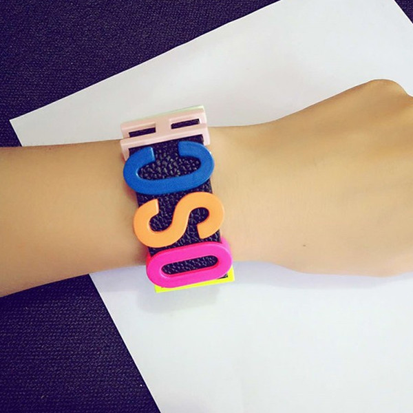 Punk Style PU Leather Fashion Brand Letters Bracelet Luxury Brand Jewelry Innitial Alphabet Bracelets for Female Wedding Gifts