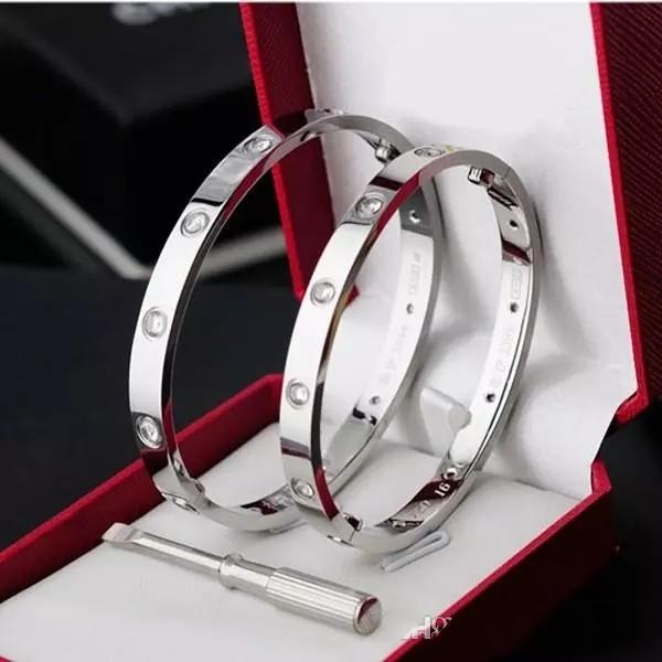 2019 New style silver rose 18k gold 316L stainless steel screw bangle designer bracelet with screwdriver and original box screws never lose