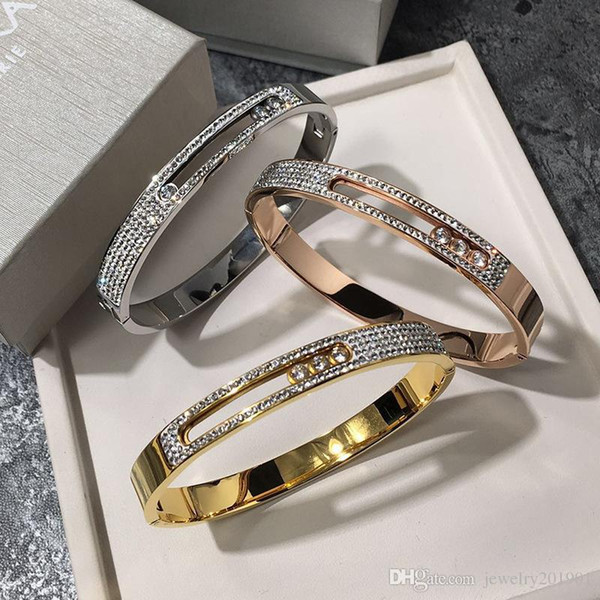 French Gift Brand Jewelry 316L Stainless Steel Mess Fashion Bracelet Bangle for Men Women Shinning CZ Stone Setting Lover's Bracelet