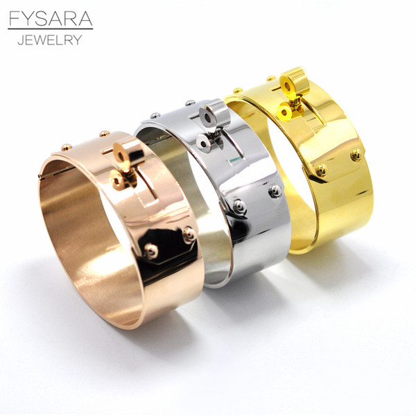 whole saleFYSARA Brand Rock Jewelry 21mm/12mm Upper Arm Big Wide Bracelet & Bangle For Men Women Love Jewelry Cuff H Bangle Manchette