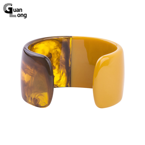 GuanLong Brand Design Fashion Lucite Resin Cuff Bangles Bracelets For Women High Street Jewelry Bangle 10 Colors