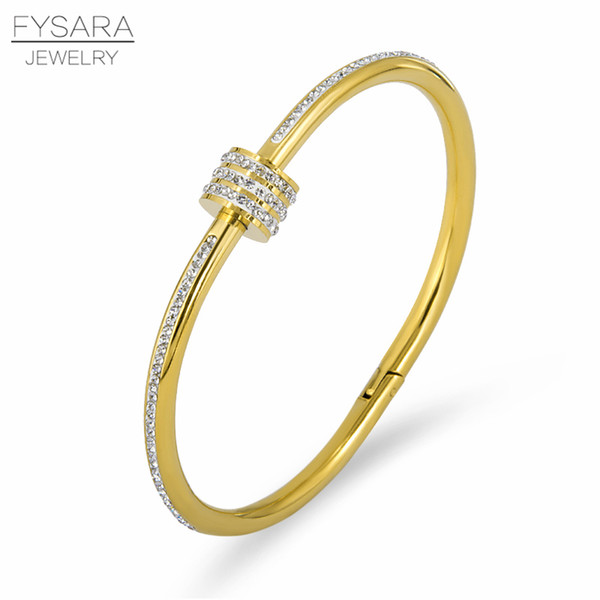 FYSARA Luxury Love Screw Bracelets Bangles For Women Fashion Jewelry Cubic Zirconia Full Crystals Nail Pulseiras Charm Jewelry