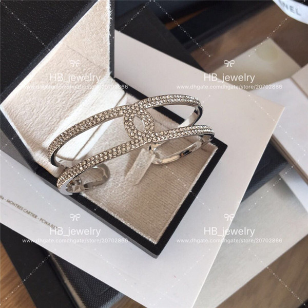 New Fashion design CH Full drill open bracelet By Luxury C Brand for Women Anniversary Gift Wedding Jewelry for Bride with box